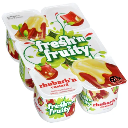 Fresh N Fruity Rhubarb N Custard Yoghurts 6pk 750g