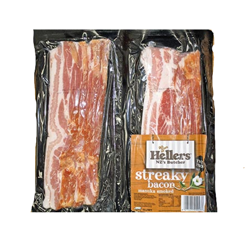 Hellers Twin Streaky Bacon Plain Pack 1kg