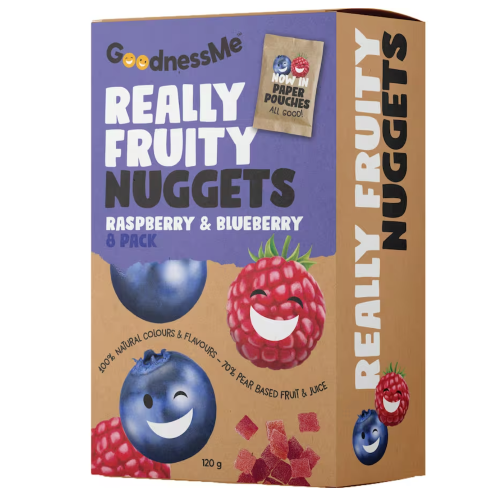 GoodnessMe Really Fruity Raspberry & Blueberry Fruit Nuggets 8pk 120g
