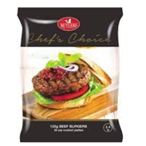 Butlers Chef Choice Beef Burger Patties 100G x 20pk 2kg