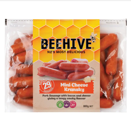 Beehive Mini Cheese Kransky Sausages 1kg