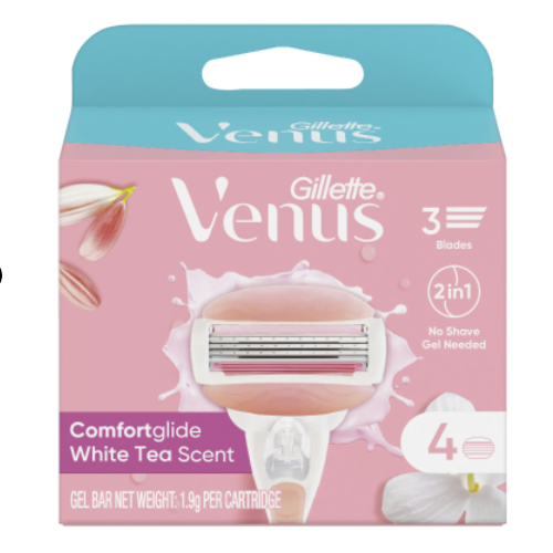 Gillette Venus Comfortglide White Tea Scent Razor Cartridges 4pk