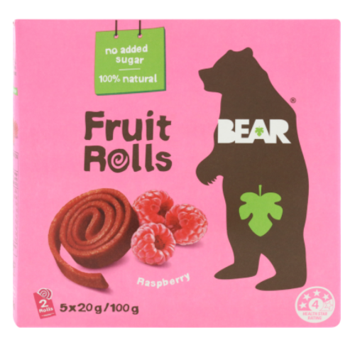 Bear Fruit Rolls Raspberry Multipack 20g