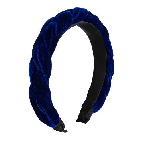Velvet Braided Headband - Blue
