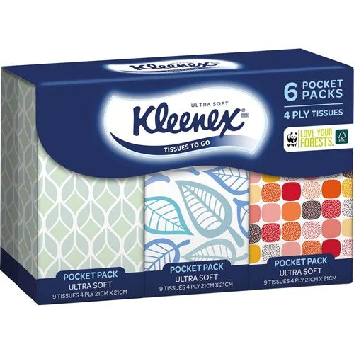 Kleenex Ultra Soft Pocket Facial Tissues 4ply 6pk