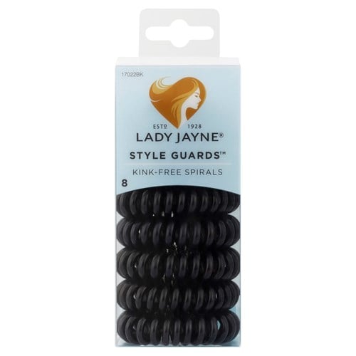 Lady Jayne Spiral Hair Elastic Black 8 Pack