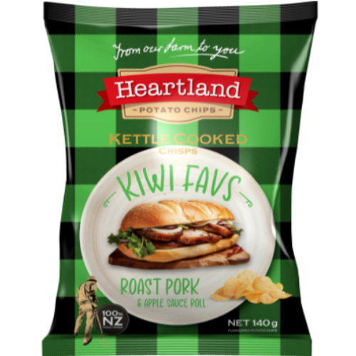 Heartland Kiwi Favs Roast Pork & Apple kettle potato chips 140g