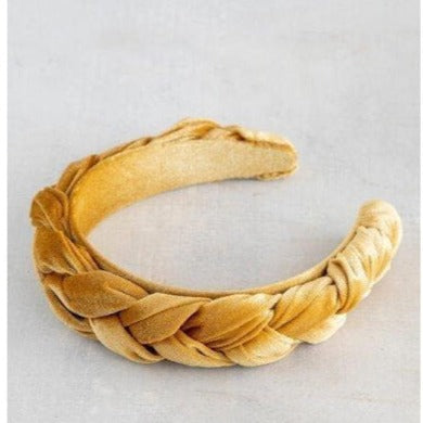 Velvet Braided Headband - Gold