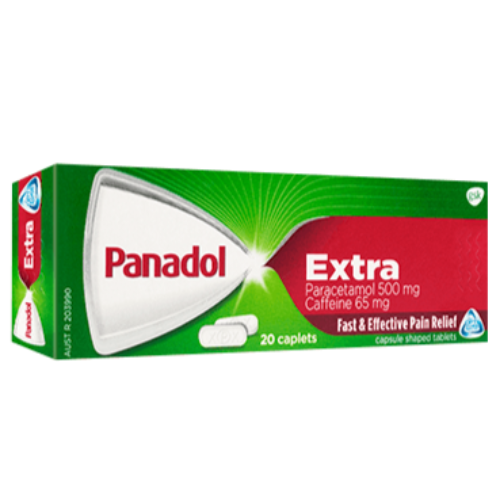 Panadol Extra Optizorb Paracetamol 500mg Caffeine 65mg  Caplets 20pk