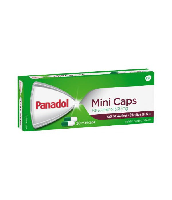 Panadol Mini Caps Paracetamol 500mg Capsules 20pk