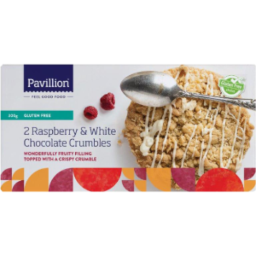 Pavillion Raspberry & White Choc Crumbles Gluten Free 2pk