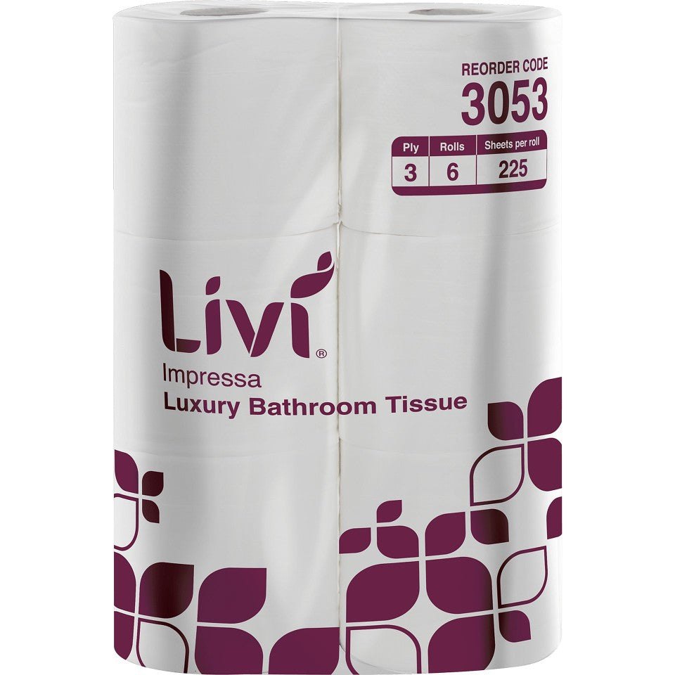 Livi Impressa Luxury Bathroom Tissue 3ply 225 Sheets 6pk