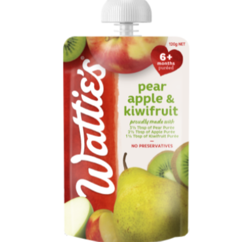 Watties Pear Apple & Kiwi Fruit 6 Plus Months Baby Food Pouch 120g