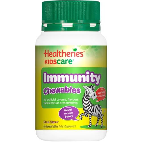 Healtheries Kidscare Immunity Chewable Tablets with Zinc, Vit C, Vit A & Olive Leaf 60pk