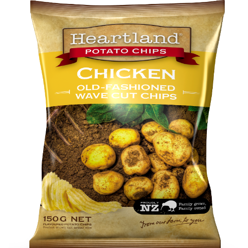 Heartland Chicken Old Fashioned Wave Cut Potato Chips 150g