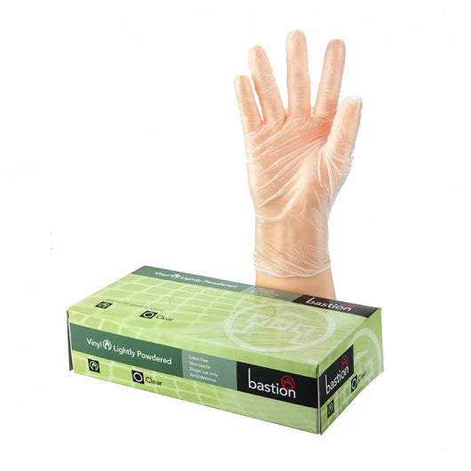Bastion Vinyl P/F Clear Large Gloves 100pk