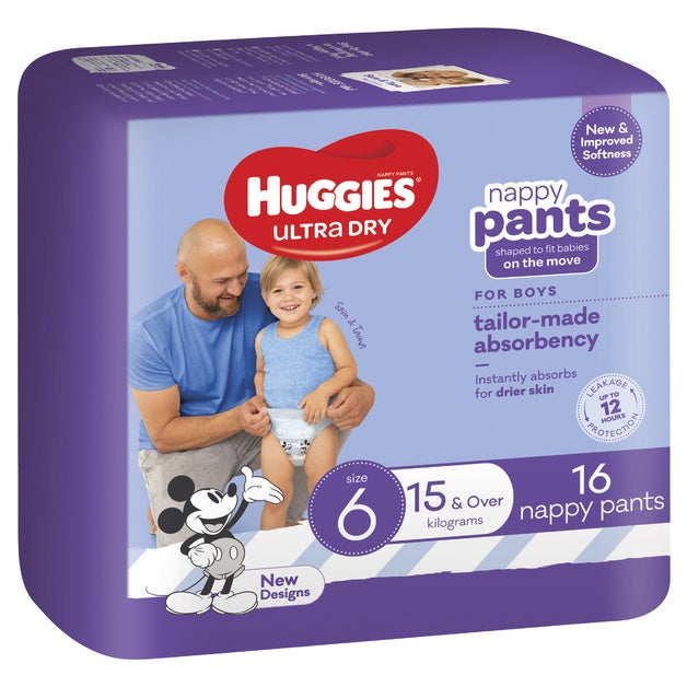 Huggies Ultra Dry Boys Nappy Pants Size 6 16's
