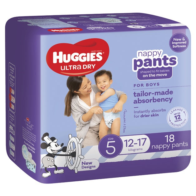 Huggies Ultra Dry Boy Nappy Pants Size 5 18pk