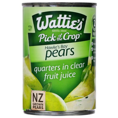Watties Pears Quarters Clear Juice 410g