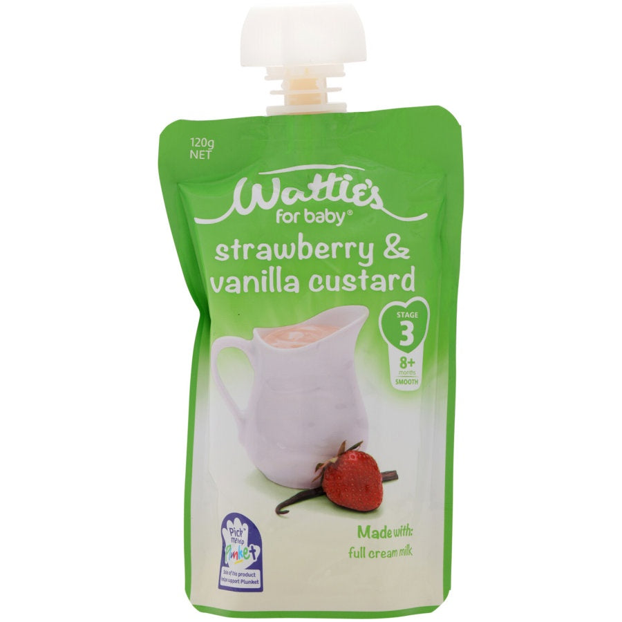 Watties Strawberry & Vanilla Custard Baby Food 8+ Months Pouch 120g