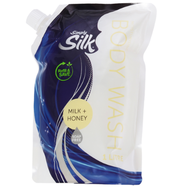 Simply Silk Milk & Honey Body Wash Refill 1L