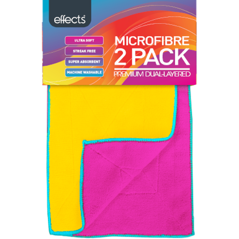 Effects Microfibre Double Layer Dishcloth 2pk