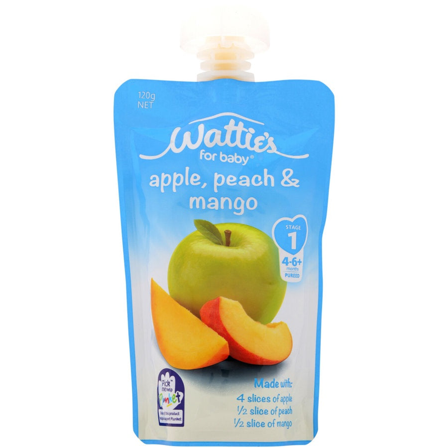 Watties Apple Peach & Mango Baby Food 4 To 6+ Months Pouch 120g