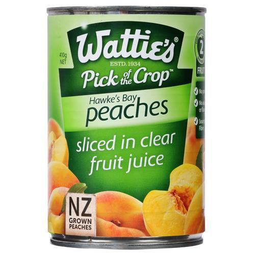 Watties Peaches Sliced Clear Fruit Juice 410g