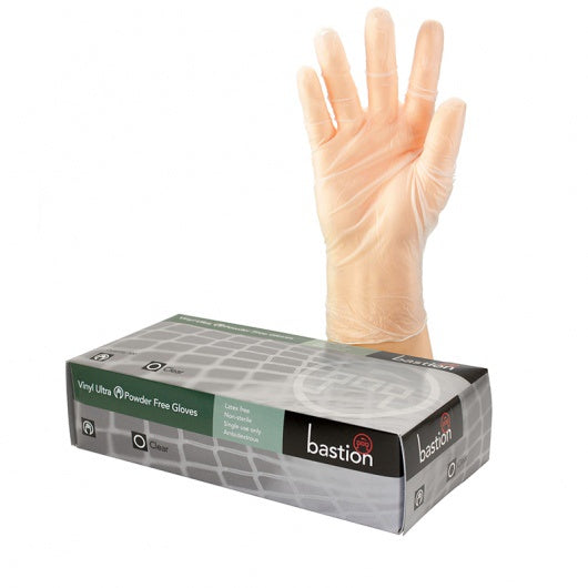 Bastion Vinyl P/F Clear Medium Gloves 100pk