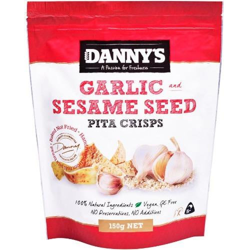 Danny's Pita Crisps Garlic & Sesame 150g
