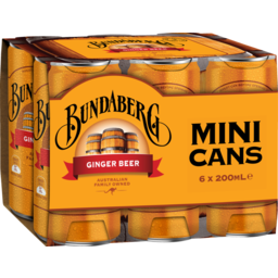 Bundaberg Ginger Beer Mini Cans 6pk  x 200ml