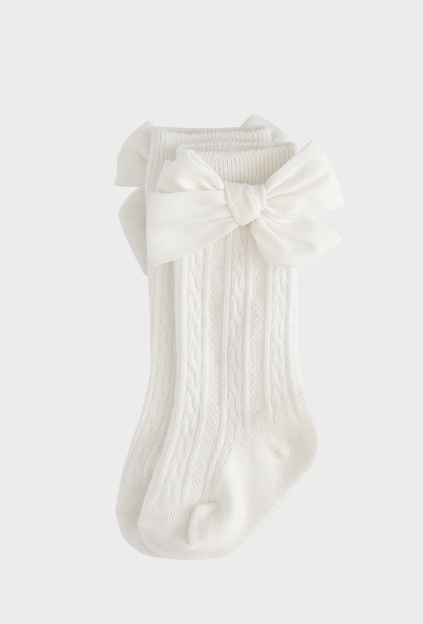 Chloe Luxe Cable Knit Socks with Bows