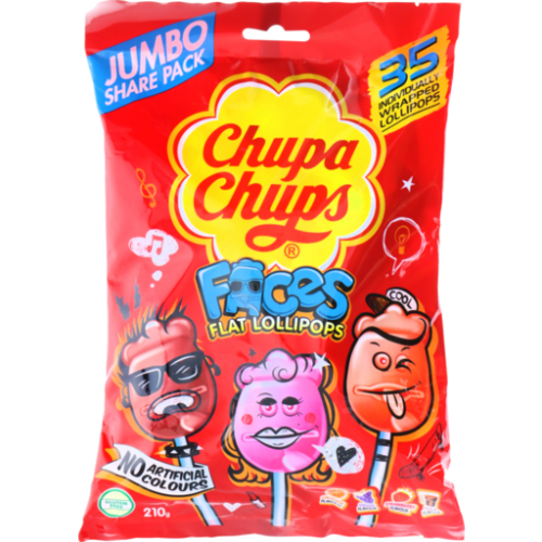 Chupa Chups Faces Flat Lollipops 35pk 210g