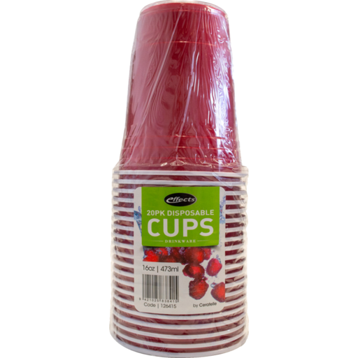 Effects Red Disposable Cup 20pk