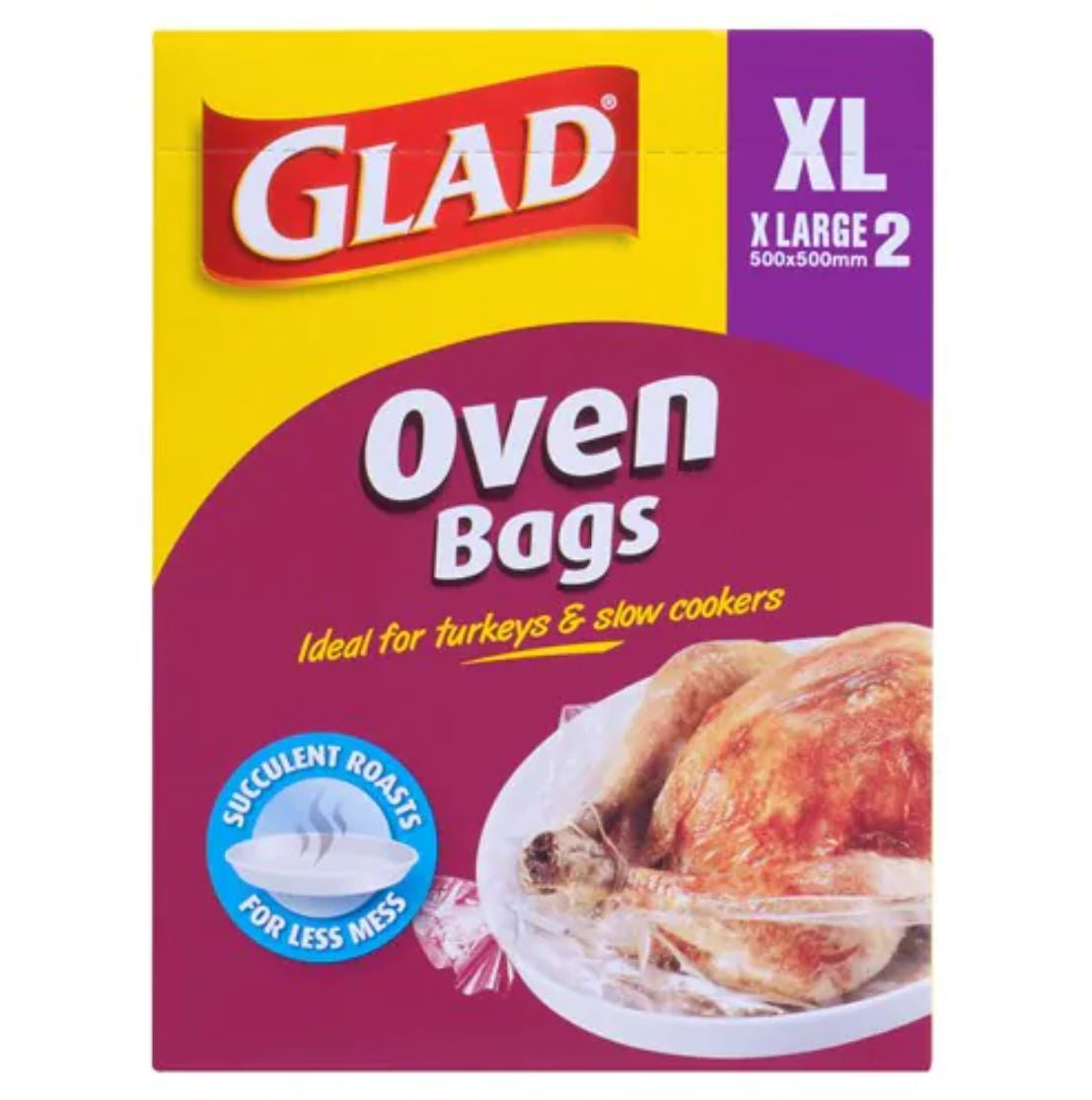 Glad Oven Bags Extra Large 500 x 500mm 2pk