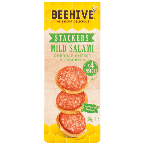 Beehive Stackers Mild Salami Cheddar Cheese & Crackers 50g