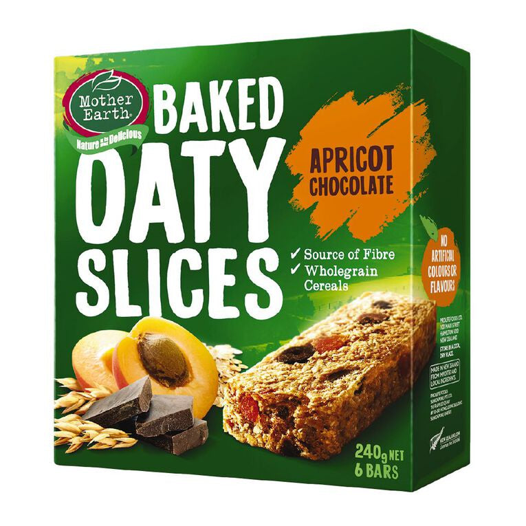 Mother Earth Baked Oaty Slice Apricot Chocolate 240g