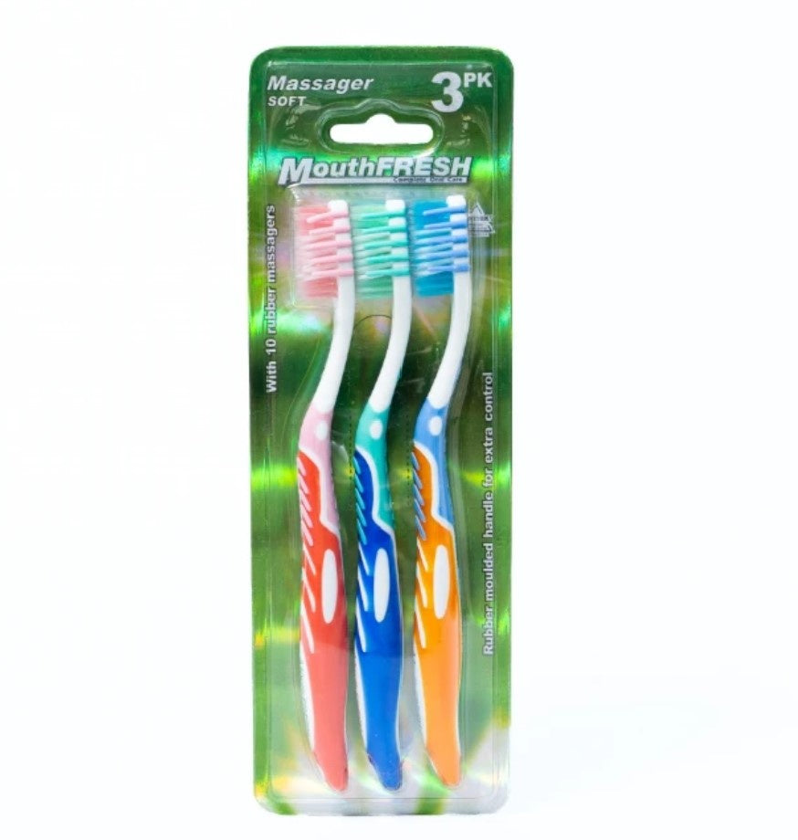 Mouthfresh Adult Mainstream Toothbrush Massager Soft 3pk