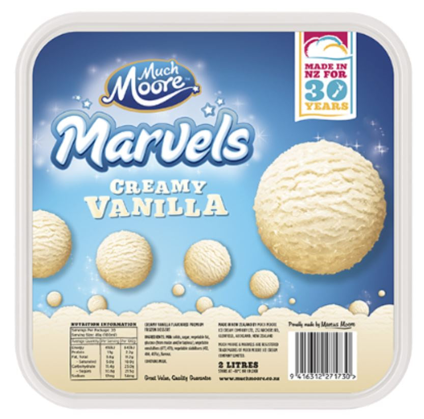 Much Moore Marvels Ice Cream Creamy Vanilla 2L