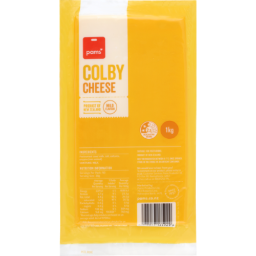 Pams Cheese Block Colby 1kg