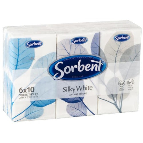 Sorbet Soft White Pocket Tissues 6pk
