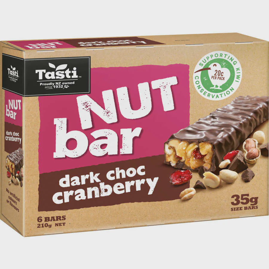 Tasti Dark Choc & Cranberry Nut Bar 6pk 210g