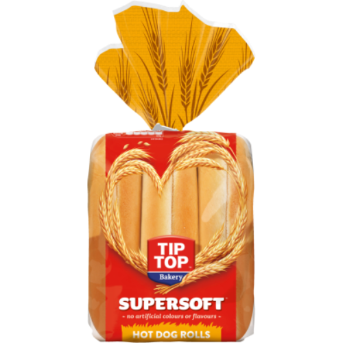 Tip Top Supersoft Hot Dog Bread Rolls 6pk