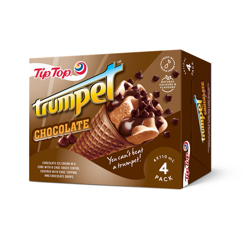 Tip Top Trumpet Chocolate Ice Cream On Cone 4pk