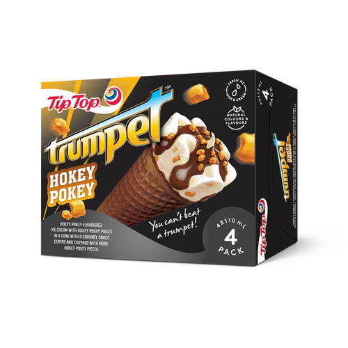 Tip Top Trumpet Hokey Pokey Ice Cream On Cone 4pk x 110ml