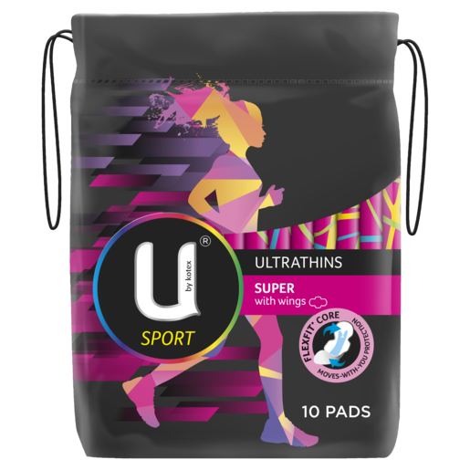 U By Kotex Ultrathins Pads Super Sport with Wings 10pk