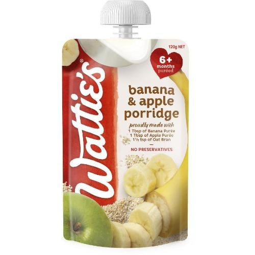 Watties Banana & Apple Porridge Baby Food 6+ Months Pouch 120g