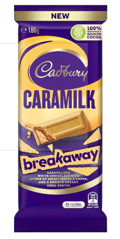 Cadbury Breakaway Caramilk chocolate Block 180g