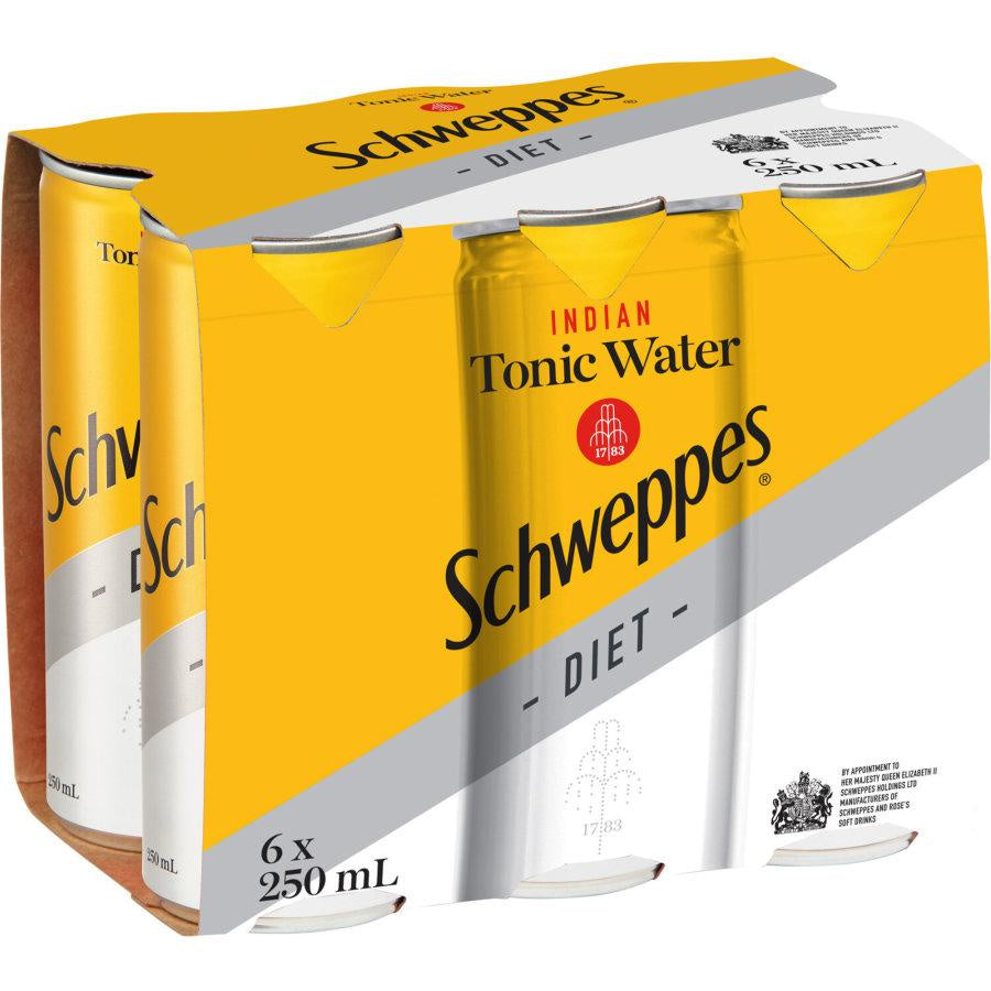 Schweppes Diet Tonic Water cans 6pk