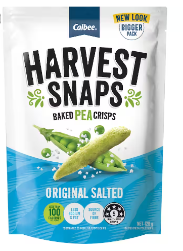 Calbee Harvest Snaps Original Salted Baked Pea Crisps 120g
